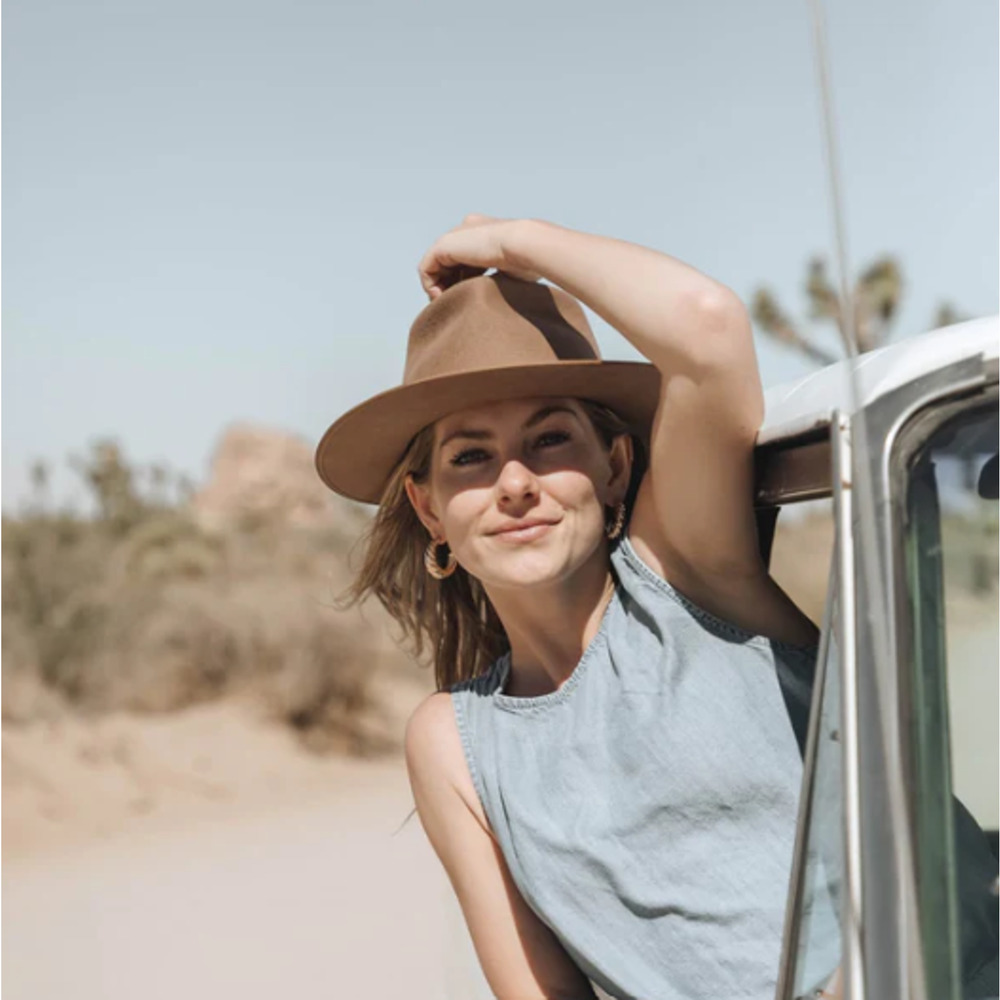 Classic Brown Wide-Brim Women's Fedora Hat